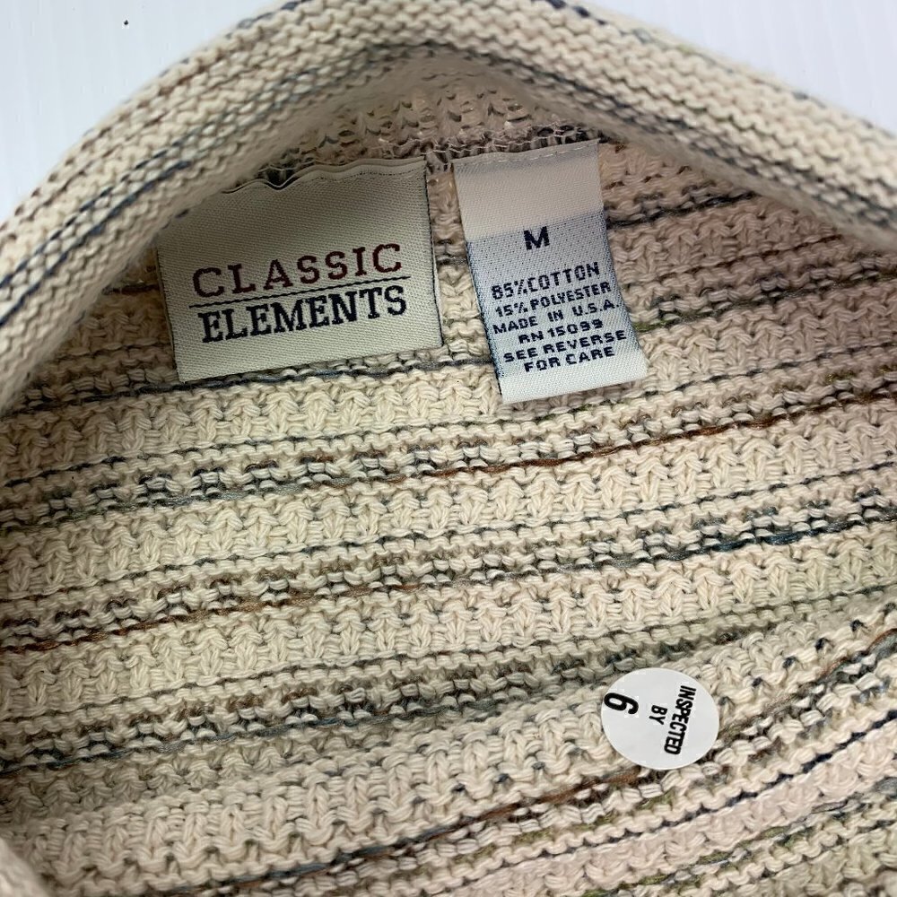 Classic Elements Sweater Medium Textured Tan Knit… - image 2